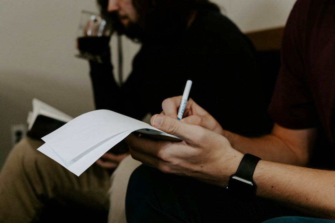 person preparing notes